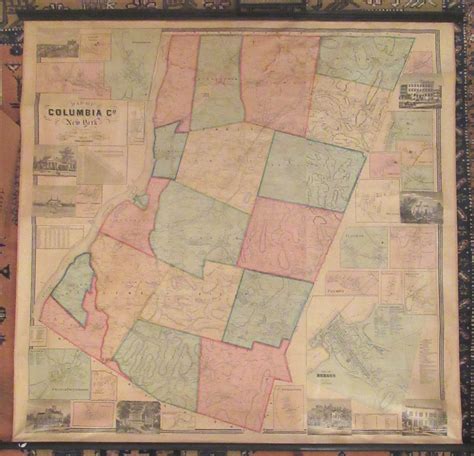 Original 1858 Balch Wall Map Columbia County, NY | Holzman Antiques