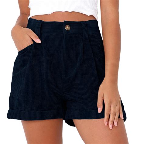 Corduroy Shorts For Women 2023 Summer Shorts Casual High Waisted Button ...