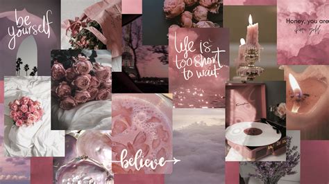 Positive Pink and Purple Collage Desktop Wallpaper