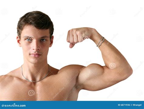 Muscular Man Flexing His Biceps Stock Photo - Image of handsome, male ...