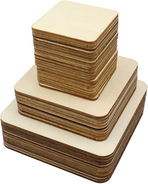 Meetory 42 Pcs Unfinished Blank Wood Squares, Pyrography Wood blanks, 3 ...
