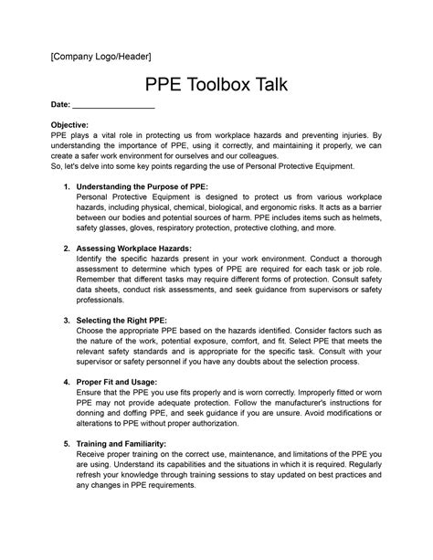 Toolbox Talk Form Template - Form example download