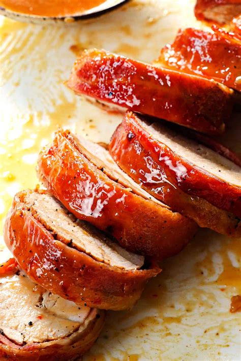 Bacon Wrapped Pork Tenderloin with Chili Dijon Glaze - Carlsbad Cravings