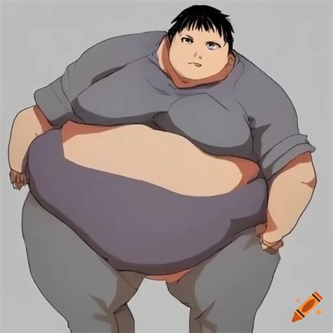Humorous illustration of a fat anime character on Craiyon
