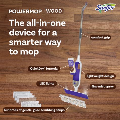 Swiffer PowerMop Wood Mop Kit for Wood Floor Cleaning, Quickdry ...