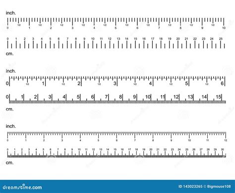 Inch and Centimeter Ruler Black Thin Line Set. Vector Stock Vector ...