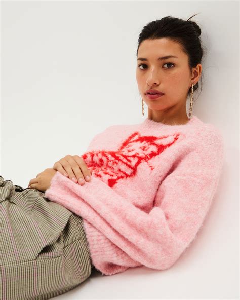 Pink Fluffy Cat Knitted Jumper | Oliver Bonas