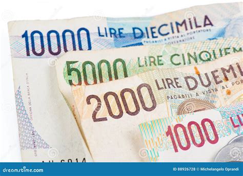 Banknotes from Italy. Italian Lira 10000, 5000, 2000, 1000 Stock Photo ...