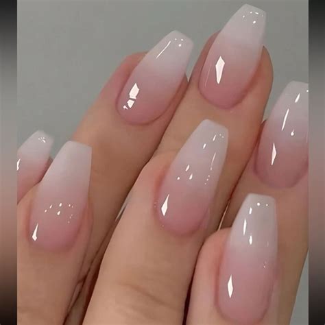 Pink & White Ombre Press On Nail Set NEW 🏷️ | Fake nails french ...