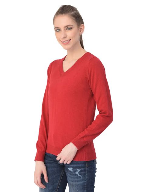 Tango Red v neck pullover sweater | WOODLAND