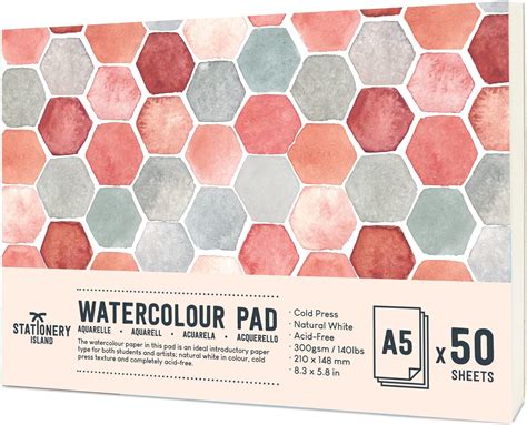 NUCASSO Watercolour Paper Pad A5 x 30 Sheets - Natural White 300 GSM ...