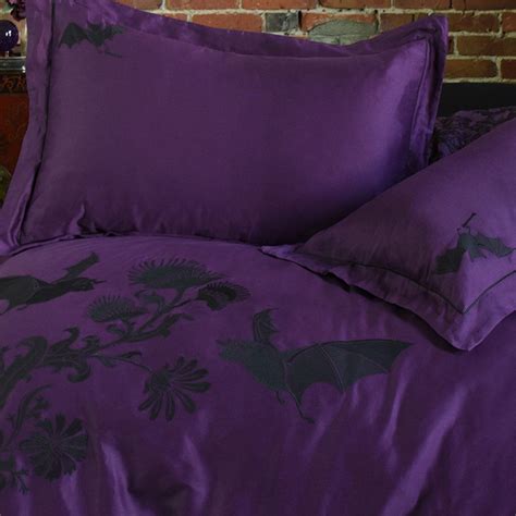 Night Flight Embroidery Duvet Cover | Embroidered duvet cover, Purple ...
