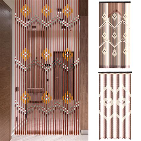 ANMINY Bohemian Bamboo & Wood Beaded Door Curtain, Decor Room Divider ...