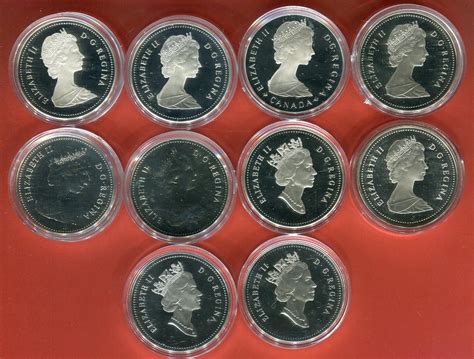 Kanada 10 x 1 Dollar Silbermünzen diverse Lot von 10 Kanadischen 1 ...