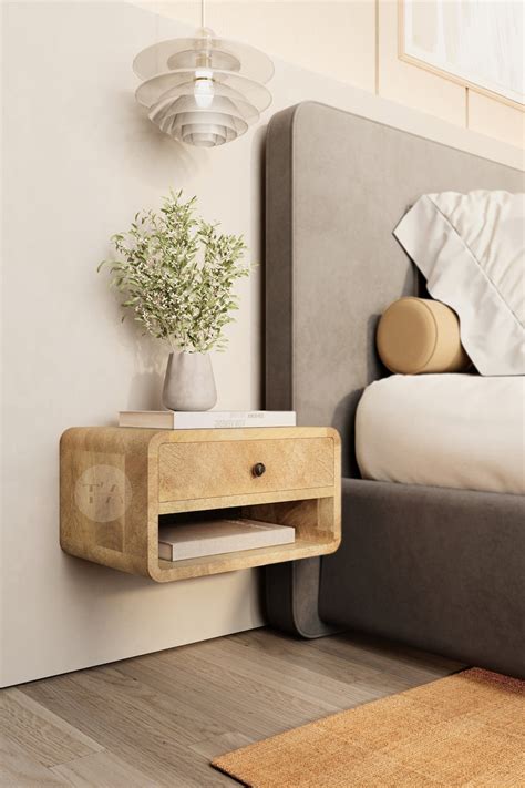 Real Wood Floating Bedside Table • Oak Floating Nightstand Wall Mount ...