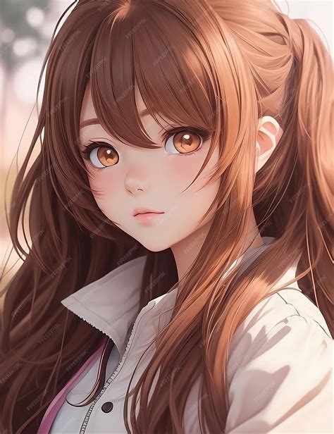 Premium Photo | A beautiful anime girl with brown long hair