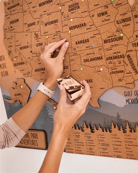 Push Pin USA National Park Map, Wood Map of United States Map Apartment ...