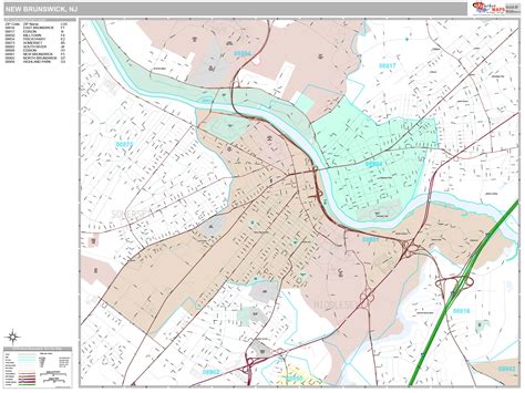 New Brunswick New Jersey Wall Map (Premium Style) by MarketMAPS