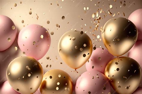 Premium Photo | Holiday greeting background with pink and gold balloons ...