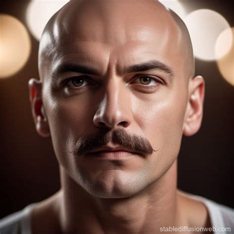 Angry Shiny-Skinned Man with Bald Mustache | Stable Diffusion Online