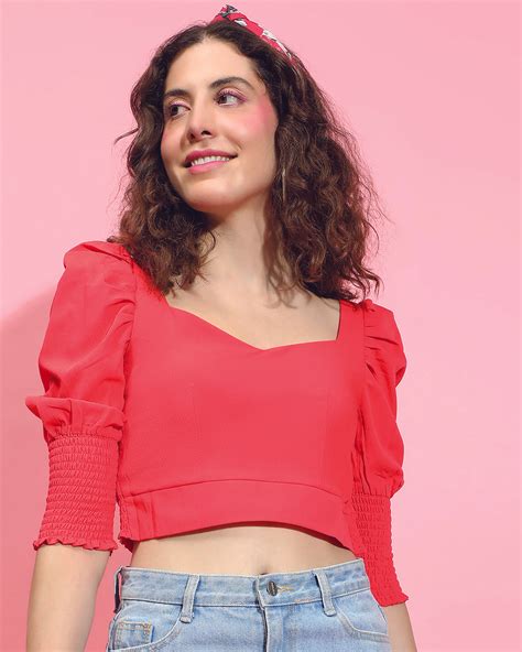 Buy Women's Bright Red Short Top Online at Bewakoof