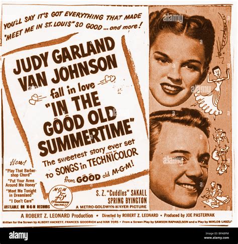 JUDY GARLAND, VAN JOHNSON POSTER, IN THE GOOD OLD SUMMERTIME, 1949 ...