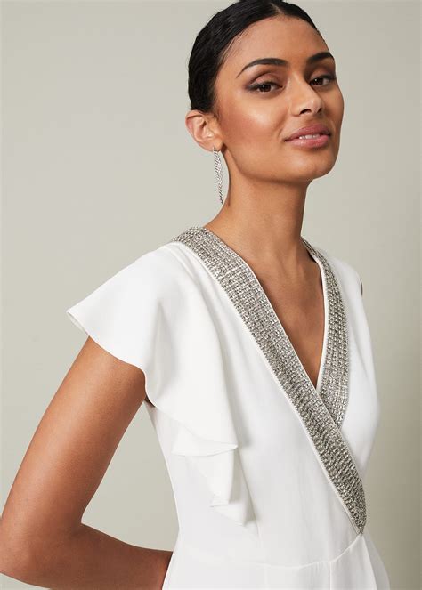 Alexis White Beaded Jumpsuit | Phase Eight UK