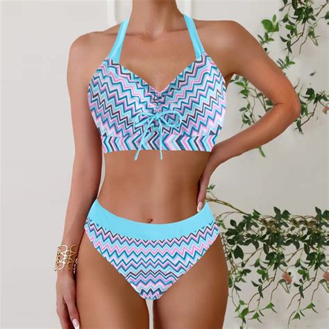 Awdenio Bikini Tops Women High Waisted Two Piece Swimsuit Padded Knot ...