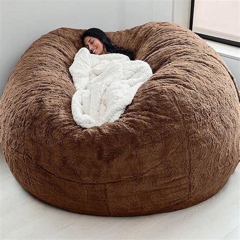 Amazon.com: Giant Comfy Fur Oversized Bean Bag Couch - 5ft/6ft/7ft ...