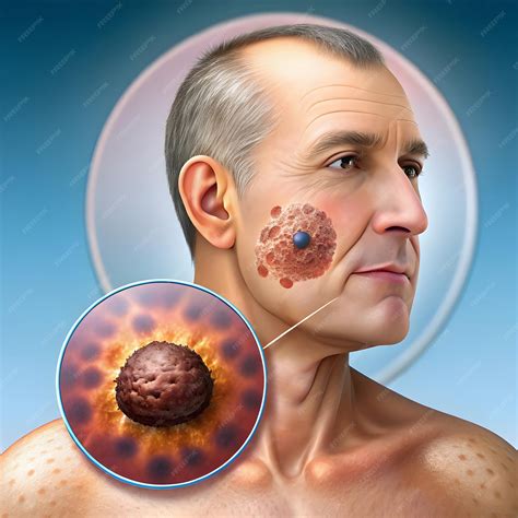 Melanoma skin cancer mole medical illustration dangerous tumor dermatology early detection hea ...