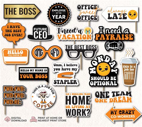 20 Office Party Photo Booth Props Funny Adult Work Party Props ...
