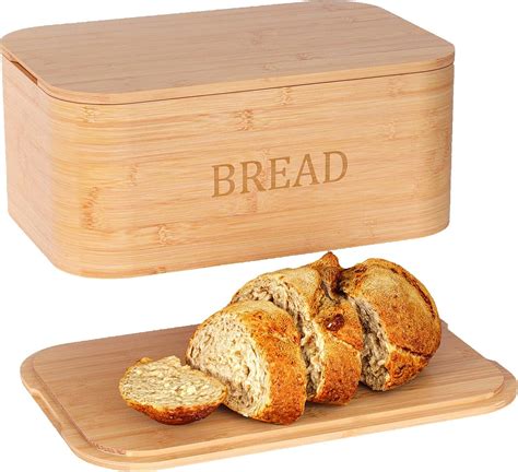 Amazon.com: Danfoxer Bread Box for Kitchen Countertop,Curved Bamboo ...