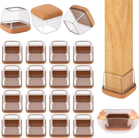 16 Pcs Square Chair Leg Protectors for Hardwood Floors, Silicone Chair ...