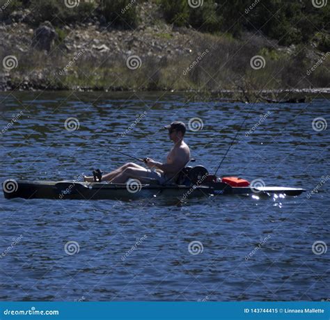 Man in Kayak Fishes at Cachuma Lake in Santa Barbara County Editorial ...