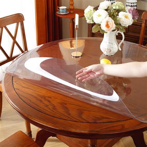 Amazon.com: OstepDecor Clear Round Table Protector 47 Inch Thick Clear ...