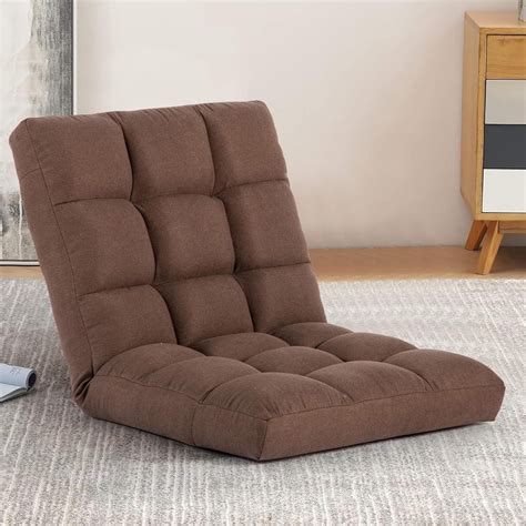 Floor Chair with Back Support Folding Chair with 6 Adjustable Position ...