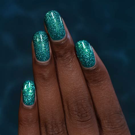 Teal Glitter Acrylic Nails