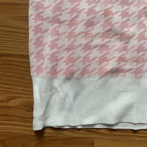 Cute pastel pink and white tweed pattern top from... - Depop