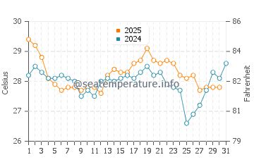 Myrtle Beach (SC) sea water temperature in August