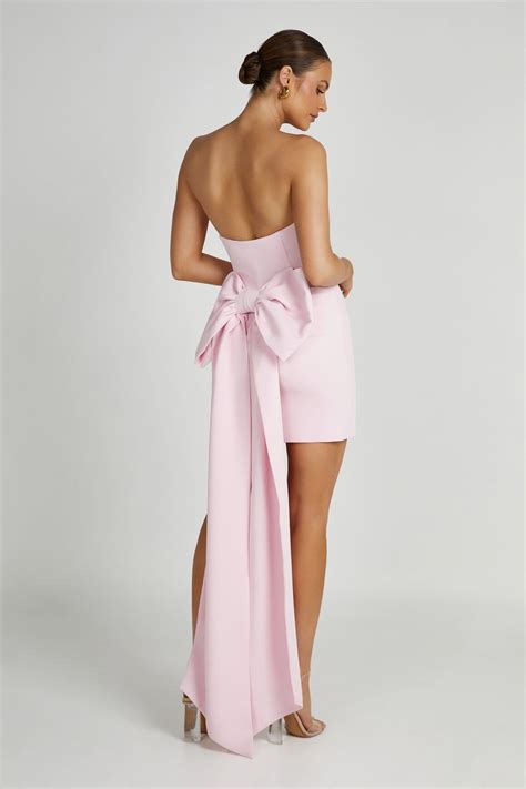 Meredith Strapless Bow Mini Dress - Blush Pink - MESHKI U.S | Pink bow dress, Mini dress, Women ...