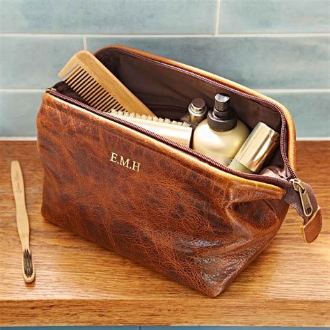 Personalised Distressed Leather Wash Bag | Paper High