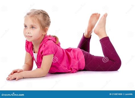Happy girl lying on floor stock photo. Image of floor - 21087408