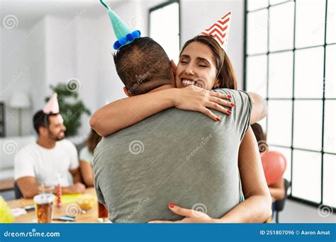 Group of Young Hispanic Friends Celebrate Birthday Sitting on the Table ...