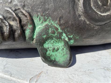 Japanese Huge Antique Cast Bronze Fish Bell Gong with Hardwood Striker ...