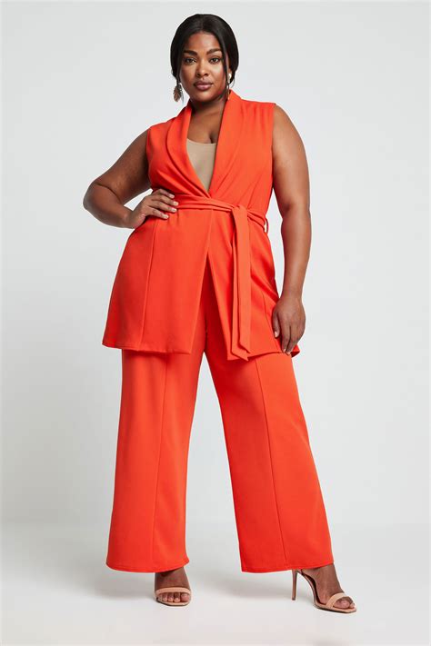 YOURS Plus Size Bright Orange Wide Leg Trousers | Yours Clothing