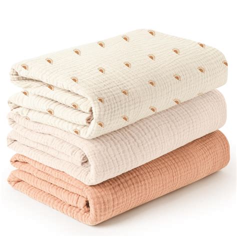 Amazon.com: Konssy 3 Pack Muslin Swaddle Blankets for Unisex, Newborn ...