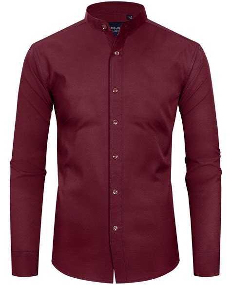 Alimens & Gentle Mandarin Collar Long Sleeve Button Down Shirts for Men ...