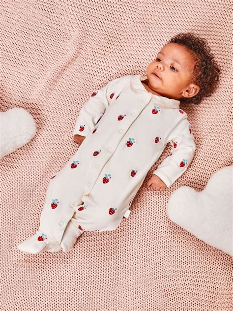 Strawberry Baby Personalised Embroidered Cotton Sleepsuit | JoJo Maman Bébé