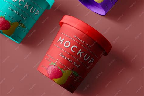Premium PSD | Acai ice cream packaging mockup