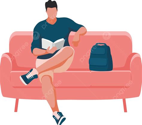 Man Sitting On The Sofa Couch Sofa Read Vector, Couch, Sofa, Read PNG ...